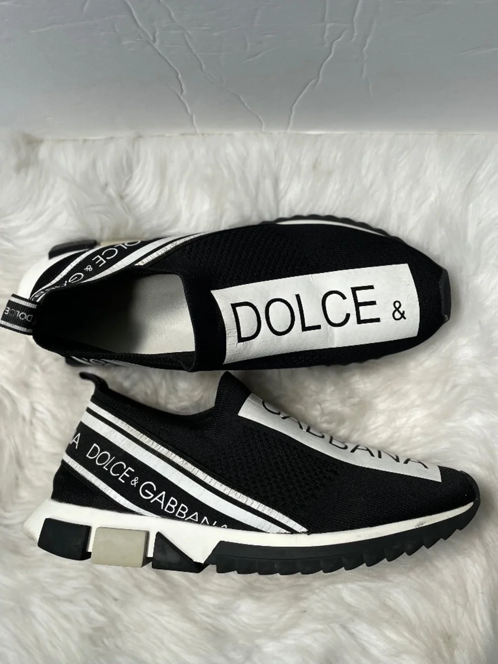 Dolce & Gabbana Black White Slip-on Low Top Comfort Sneaker Mens Shoes 43-44